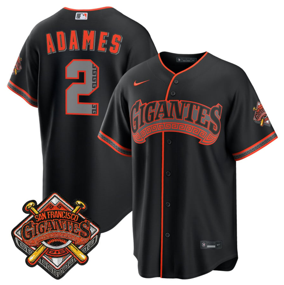 Men's San Francisco Giants #2 Willy Adames Black 2026 Alternate Stadium Stitched Baseball Jersey